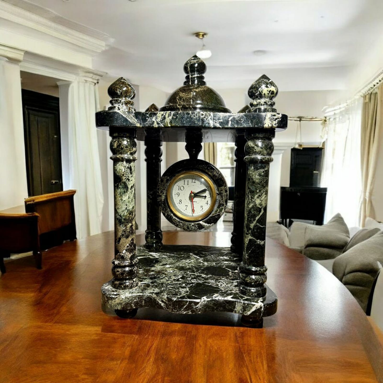 Black & Gold Marble Pavilion Clock