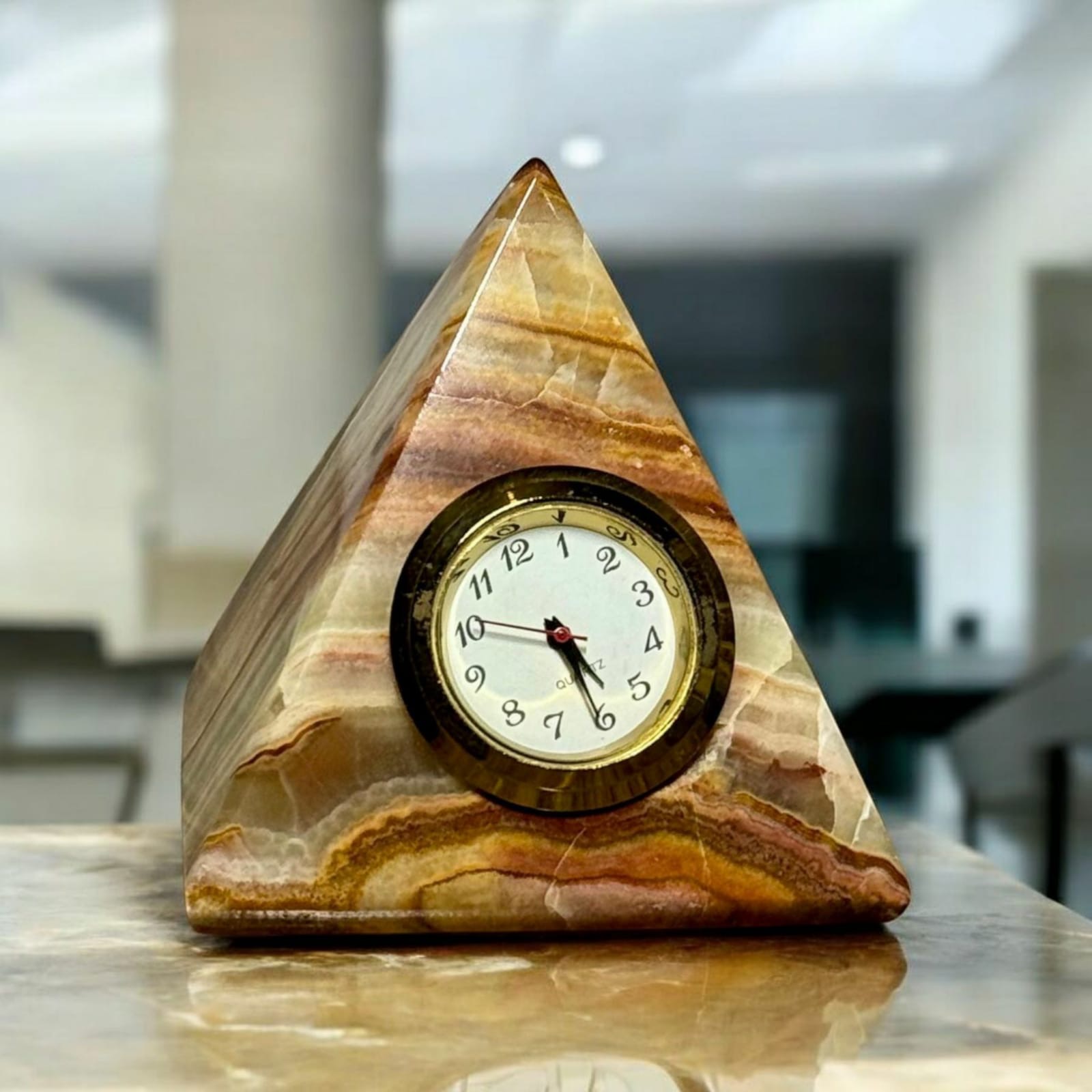 Banded Onyx Pyramid Clock